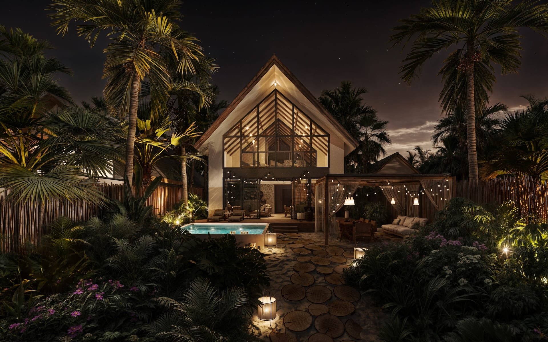 Luxury property at night