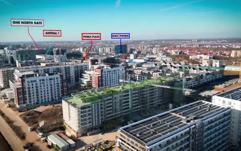 Apartamente de Vanzare Pipera, imagine din drona Pipera cu ansambluri imobiliare