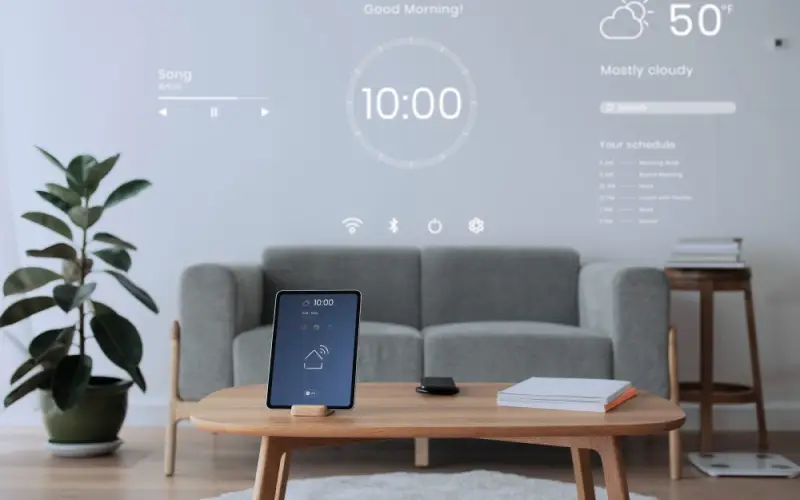 Viitorul Amenajarilor Interioare , imagine interior casa inteligenta controlata prin tableta